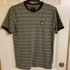 Denim & Flower Shirt Mens Size Small Ricky Singh Gray Striped Crewneck‎ Shirt